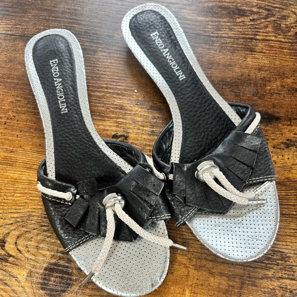 Enzo Angiolini Black and Silver Women's Sandals